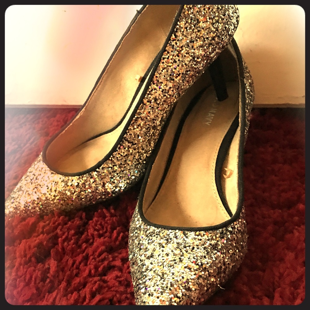 Silver sparkle kitten heel
